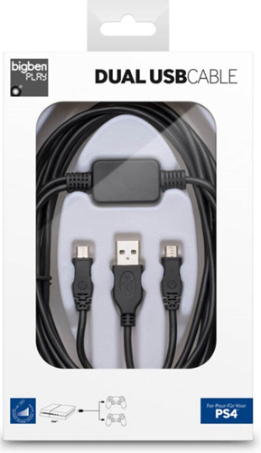 PS4 USB Y-Ladekabel 3m black f. 2 Pad