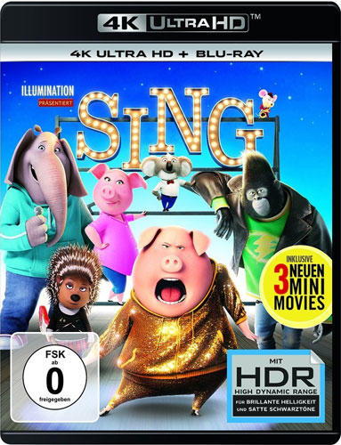 SING (UHD+BR) +UV, inkl. 3 Mini-Movies
Min: 114/DD5.1/WS 4K Illumination Studio