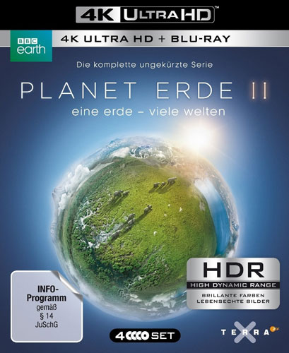 Planet Erde II BBC (UHD) 4k Ultra
Eine Erde-Viele Welten, 4Disc,  Min:310/