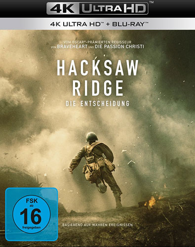 Hacksaw Ridge - Die Entscheidung(UHD+BR)
Min: 145/DD5.1/WS  4K Ultra, 2Disc