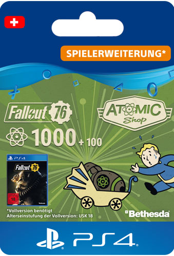 ESD Fallout 76 Atoms 1000 (+100) CH Code wird als PDF Datei geliefert