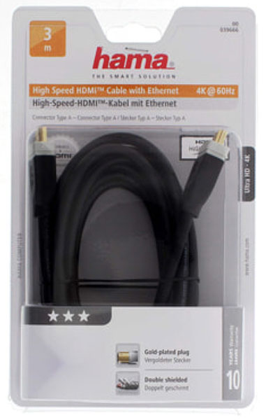 Multi HDMI Kabel 3m  Hama
High Speed HDMI-Kabel,vergoldet,doppelt geschirmt