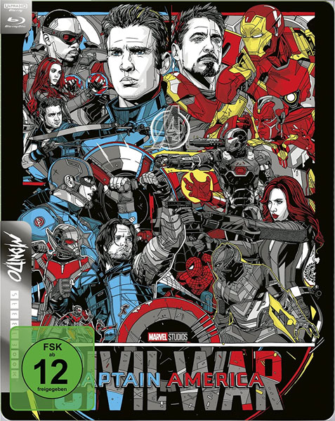 First Avenger: Civil War (UHD+BR) LE -MSB-
Min: 147/DD5.1/WS 4K, Mono Steelbook