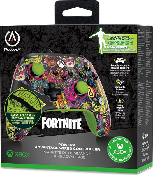 XB Controller Advantage wired Fortnite Leuchten
 + Moon bounce Emote  Fortnite