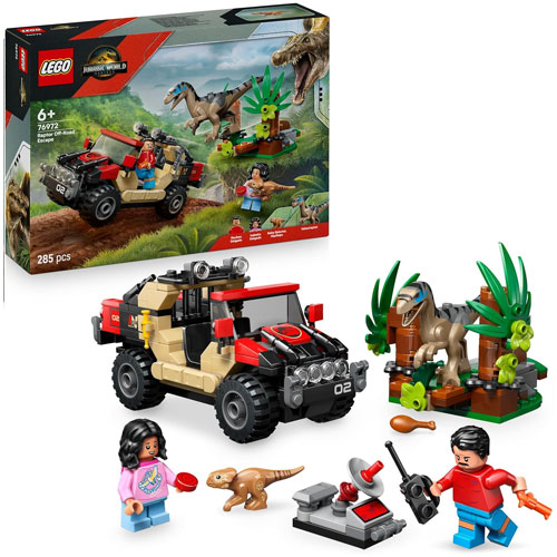 Lego (76972) Jurassic World Raptor: 
 Verfolgungsjagd mit dem Geländewagen